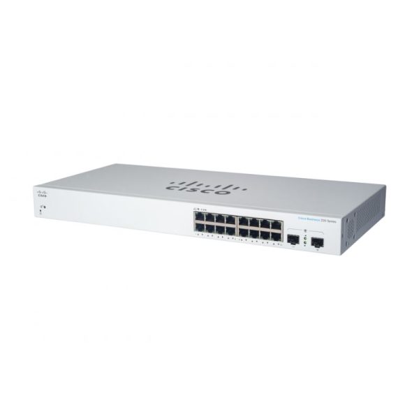 CBS220 SMART 16-PORT GE POE Conmutador Ethernet Cisco Business 220 CBS220-16P-2G 16 Puertos Gestionable - 2 Capa compatible - Modular - 2 Ranuras SFP - 18.30W Power Consumption - 130W Rendimiento PoE - Fibra Óptica, Par trenzado - PoE Ports