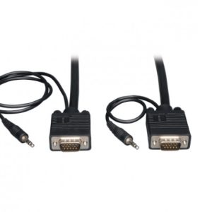 Tripp Lite Cable Coaxial para Monitor, VGA (D-Sub) Macho - VGA (D-Sub) Macho, 7.6 Metros, Negro Y AUDIO MONITOR HD15 3.5MM 7.62M.