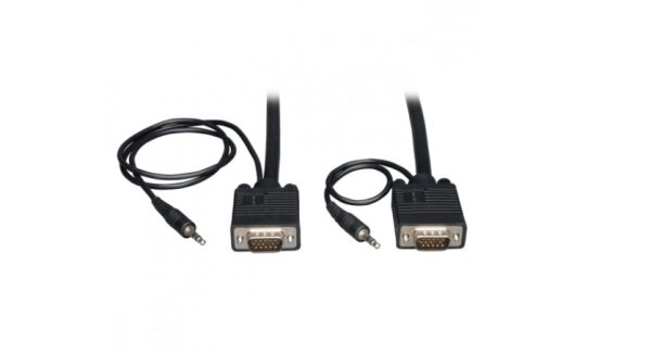 Tripp Lite Cable Coaxial para Monitor, VGA (D-Sub) Macho - VGA (D-Sub) Macho, 7.6 Metros, Negro Y AUDIO MONITOR HD15 3.5MM 7.62M.