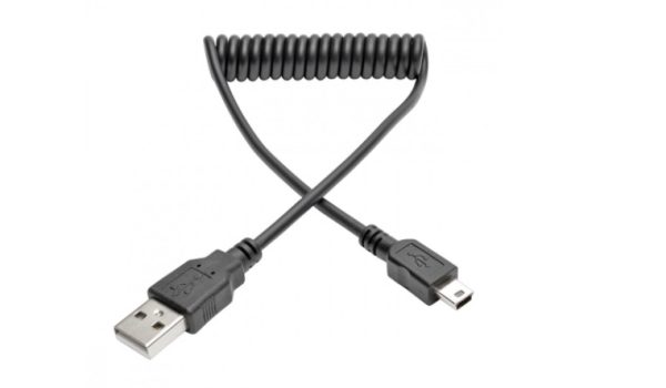 Tripp Lite Cable en Espiral USB A Macho - Mini-USB B Macho, 1.8 Metros, Negro ALTA VELOCIDAD ESPIRAL M/M 1.83M