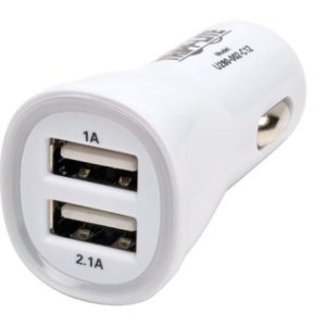 Tripp Lite Cargador para Auto, 2x USB 2.0, 5V, Blanco PARA TABLETA TELEFONO 5V 3.1A 15.5W