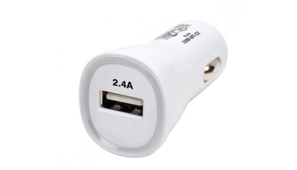 Tripp Lite Cargador para Auto, 1x USB 2.0, 5V, Blanco TABLETA TELEFONO 5V 2.4A 12W