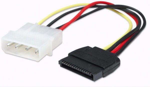 CABLE ALIMENTACION SATA 0.16M MOLEX 4 PINES A SATA 15 PINE MOLEX 4 PINES A SATA 15 PINES