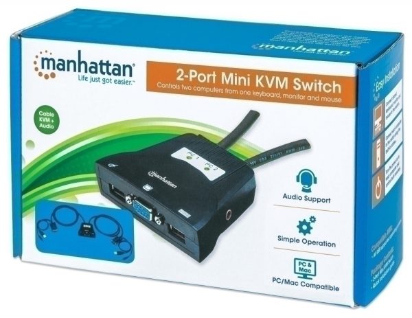 Switch Manhattan KVM 151245, 2x USB, 2x VGA VGA 3.5MM 1920X1440 CON CABLES - Image 5