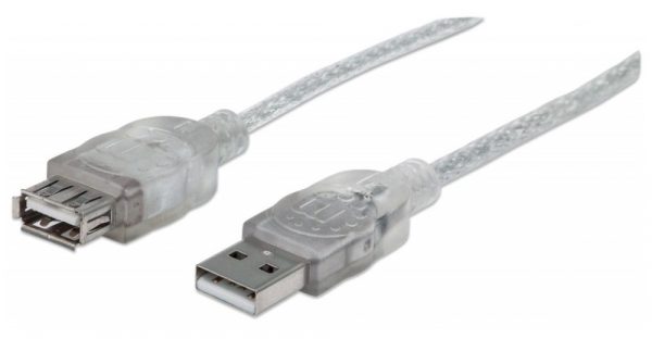 Cable de transferencia de datos IC INTRACOM - 3.05m USB - Extremo prinicpal: 1 x Tipo A Macho USB - Extremo Secundario: 1 x Tipo A Hembra USB - 480Mbit/s - Cable de extensión - Apantallado - 28 AWG - Plata translúcida  .