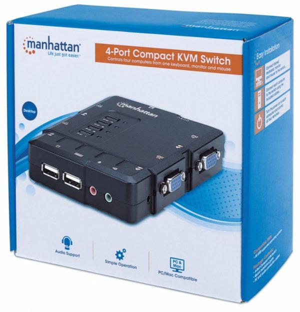 Switch Manhattan  KVM de 4 Puertos, USB, VGA VGA 3.5MM 1600X900 CON JUEGO CABLES - Image 6