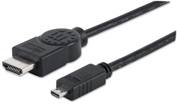 Cable HDMI Manhattan de Alta Velocidad con Canal Ethernet, HDMI Macho - micro HMDI, 2 Metros, Negro 2M+ETHERNET - Image 2
