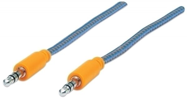 CABLE ESTEREO A IPOD M-M 1.0M TEXTIL AZUL/NARANJA. - Image 2