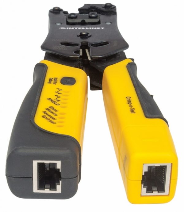 Pinza Crimpeadora Intellinet  780124, RJ-11/RJ-12/RJ-22/RJ-45, Negro/Amarillo RJ11/RJ12/RJ45 CON PROBADOR CABLES - Image 3