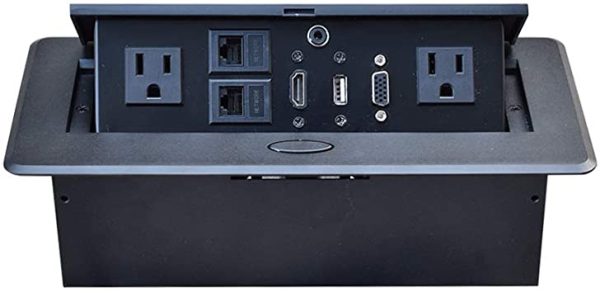 Manhattan Caja para Mesa 164832, 2 Puertos + 2x USB, Negro ENCHUFE  USB  HDMI  VGA