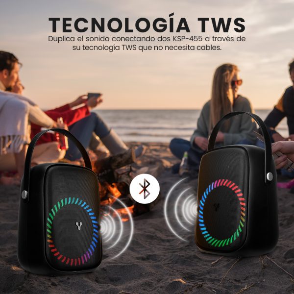 MINI BAFLE KARAOKE VORAGO KSP-4 55 40WATTS RECARGABLE 1 MICROFONO MINI BAFLE KARAOKE VORAGO KSP-455 40WATTS RECARGABLE 1 MICROFONO INALAMBRICO C/CORREAS TWS IPX5 BT 6HRS - Image 4