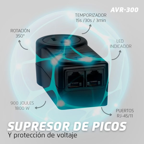PROTECTOR DE VOLTAJE VORAGO AVR -300 RJ45/RJ11 PORTATIL 900 JOULES PROTECTOR DE VOLTAJE VORAGO AVR-300 RJ45/RJ11 PORTATIL 900 JOULES ELECTRODOMÉSTICOS - Image 6