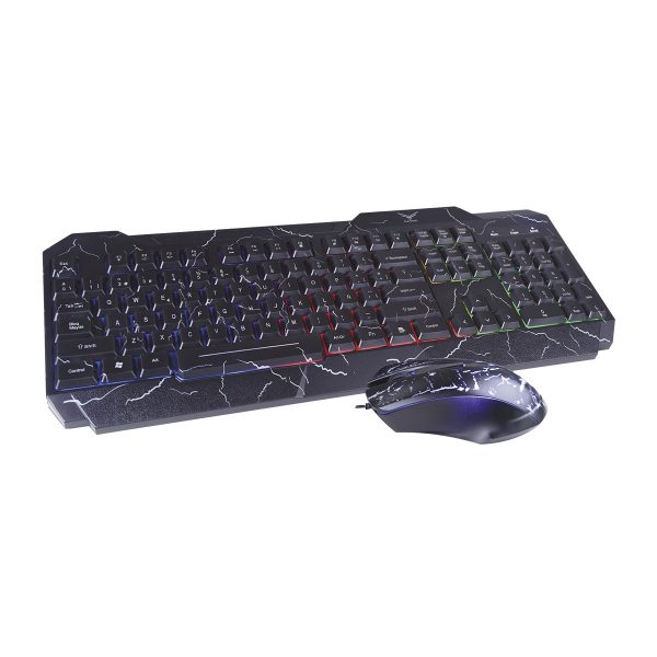KIT TECLADO Y MOUSE GAMER NACEB 633 RETROILUMINADO ERGONOMICO NEGR