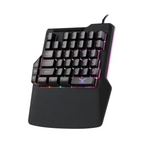 TECLADO GAMER NACEB ONE HAND AT HERIS RGB MEMBRANA ALAMBRICO NEGRO