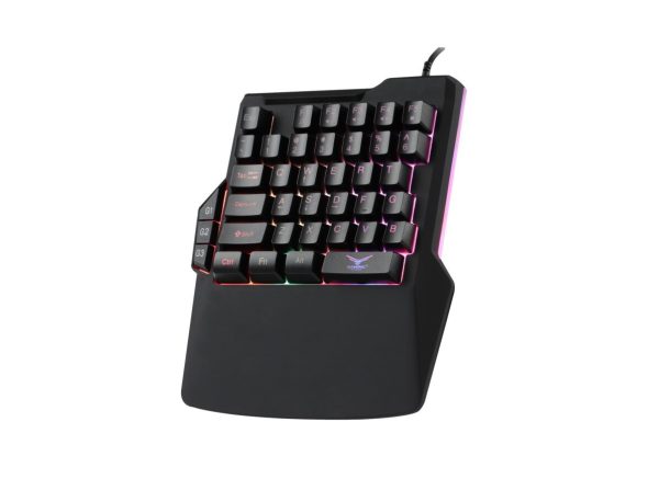 TECLADO GAMER NACEB ONE HAND AT HERIS RGB MEMBRANA ALAMBRICO NEGRO