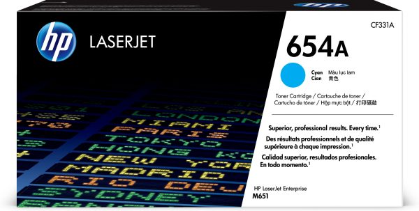HP 654A CYAN LASERJET TONER CARTRIDGE