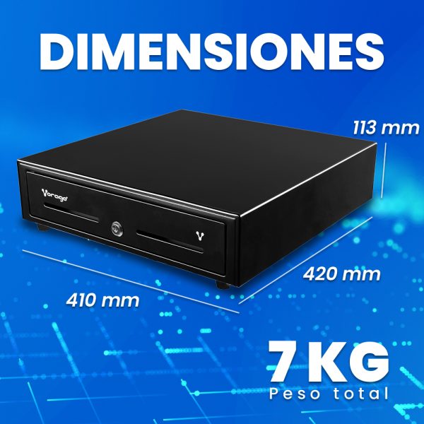 CAJON DE DINERO METAL VORAGO CD -100 5 BILLETES 8 MONEDAS RJ11 - Image 3