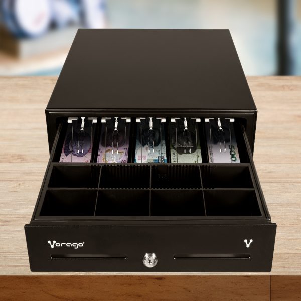 CAJON DE DINERO METAL VORAGO CD -100 5 BILLETES 8 MONEDAS RJ11 - Image 5