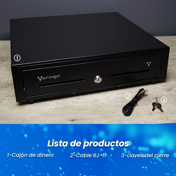 CAJON DE DINERO METAL VORAGO CD -100 5 BILLETES 8 MONEDAS RJ11 - Image 6