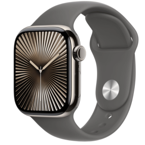Apple Watch Series 10 GPS + Cellular - Caja de titanio natural de 42 mm - Correa deportiva gris piedra - M/L APPLE WATCH SERIES 10 GPS + CELlular 42mm Natural Titanium Case wi