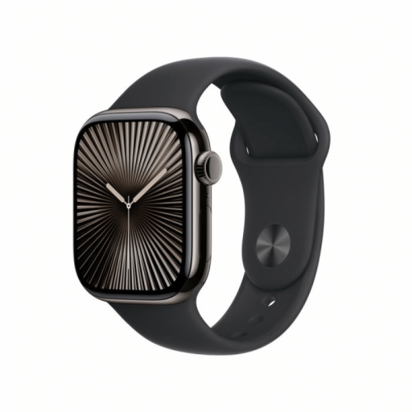Apple Watch Series 10 Smart Watch - 42mm Case Height - 36mm Case Width - Gris pizarra Case Color - Negro Band Color - Titanio Case Material - LAN inalámbrica - Sensor eléctrico de frecuencia cardíaca, Sensor del oxímetro de pulso, Sensor óptico de pulso cardíaco, Sensor de temperatura, Compás Digital, Altímetro, Acelerómetro, Sensor Gyro, Sensor de luz ambiental - Altavoz - Pulso cardíaco, Calidad de sueñoDual-core (2 núcleos) - 64GB Built-in Memory APPLE WATCH SERIES 10 GPS + CELlular 42mm Slate Titanium Case with