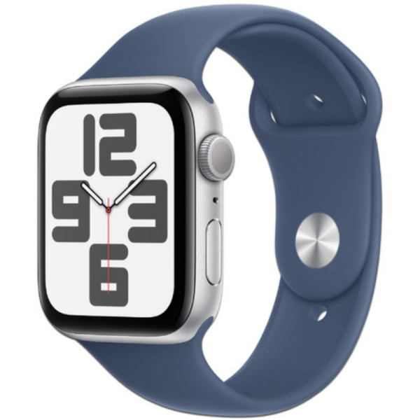 APPLE WATCH SE GPS 44MM SILVER ALUMINIUM CASE WITH DENIM SPORT BAN