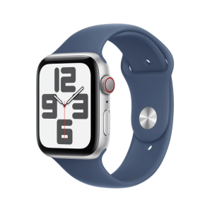 Apple Watch SE GPS + Cellular - Caja de aluminio color plata de 44 mm - Correa deportiva azul denim - S/M APPLE WATCH SE GPS + CELLULAR 44mm Silver Aluminium Case with Deni