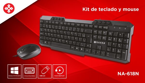 TECLADO-MOUSE MULTIMEDIA NACEB USB ANTIDERRAMES RES 1000P/P - Image 3