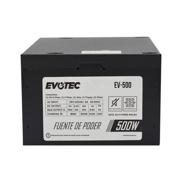 FUENTE DE PODER EVOTEC 500 WATT NEGRO 2 SATA 24 PIN P4 - Image 2